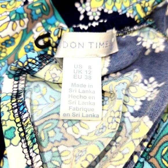 London Times 8 Green Women's Sleeveless Maxi BOHO Sun Dress Miss Size Medium M - Picture 4 of 7